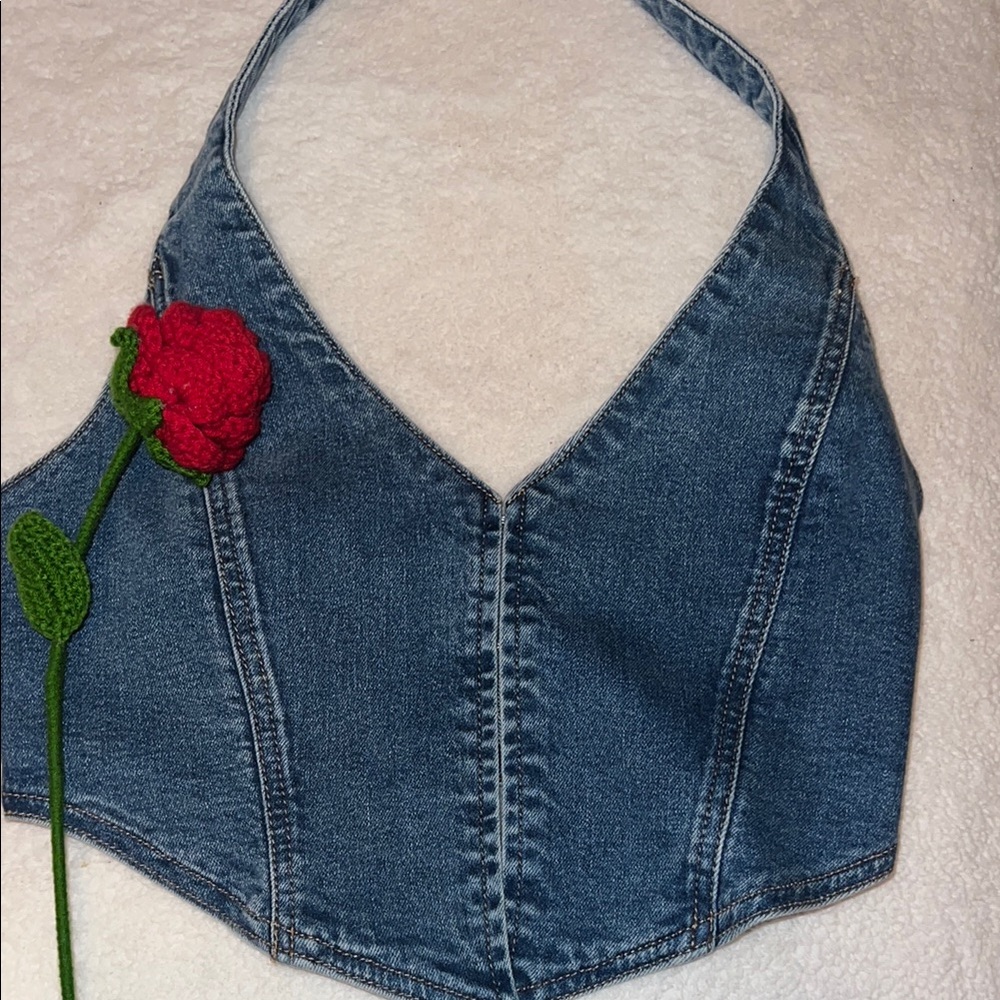 PacSun Blue Denim Crop Top